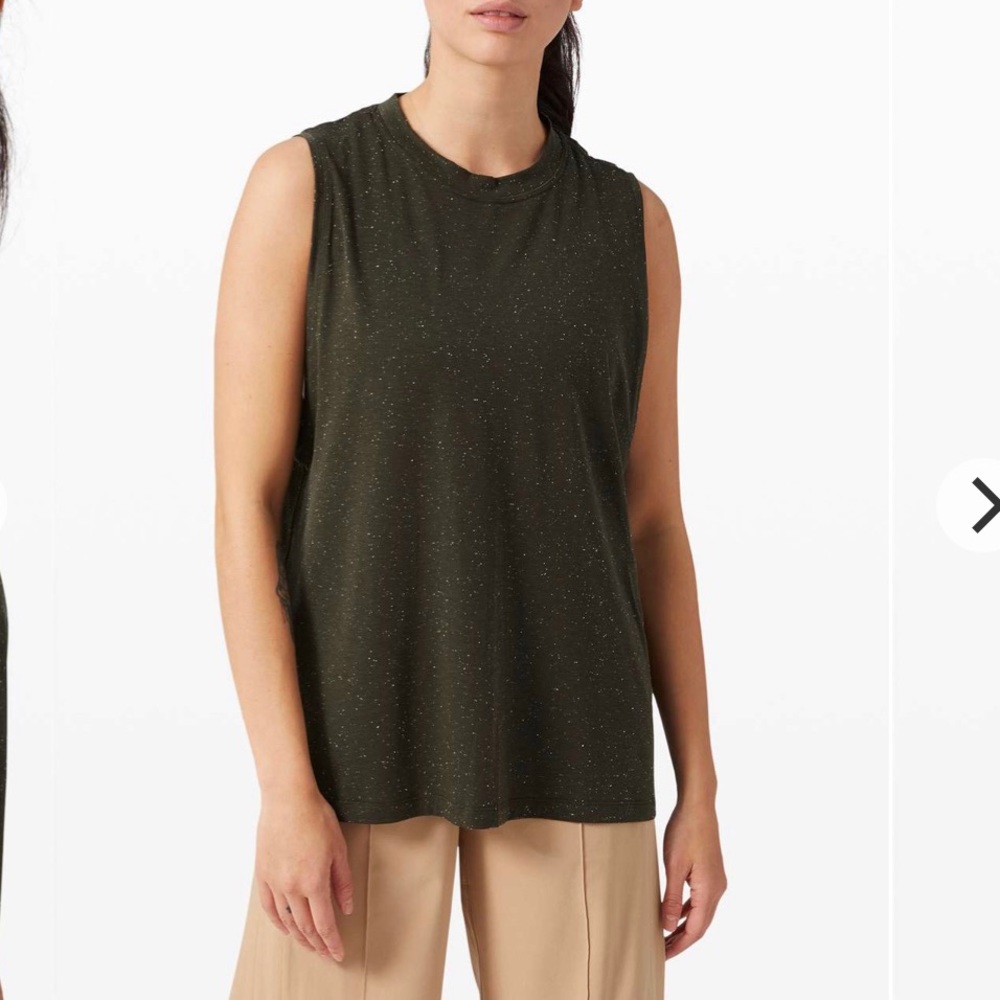 LULULEMON Dark Olive White Speckle All Yours Boyfriend Tank 6